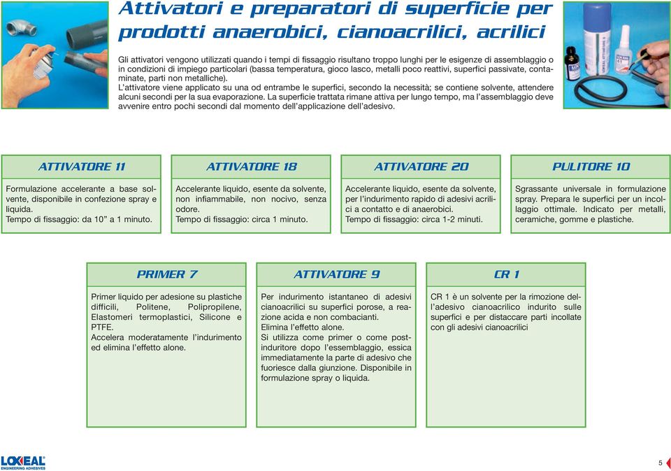 L attivatore viene applicato su una od entrambe le superfici, secondo la necessità; se contiene solvente, attendere alcuni secondi per la sua evaporazione.