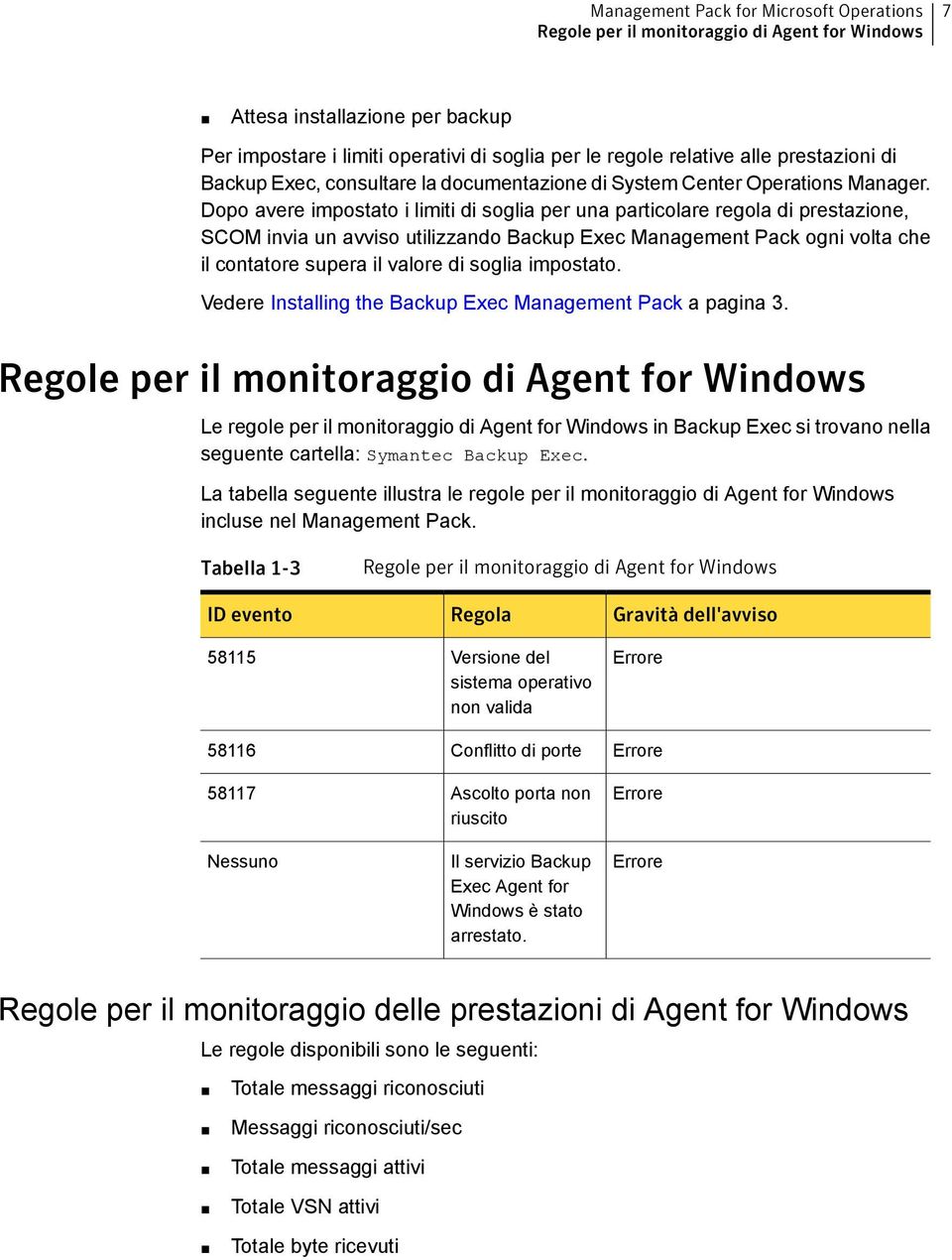 Dopo avere impostato i limiti di soglia per una particolare regola di prestazione, SCOM invia un avviso utilizzando Backup Exec Management Pack ogni volta che il contatore supera il valore di soglia