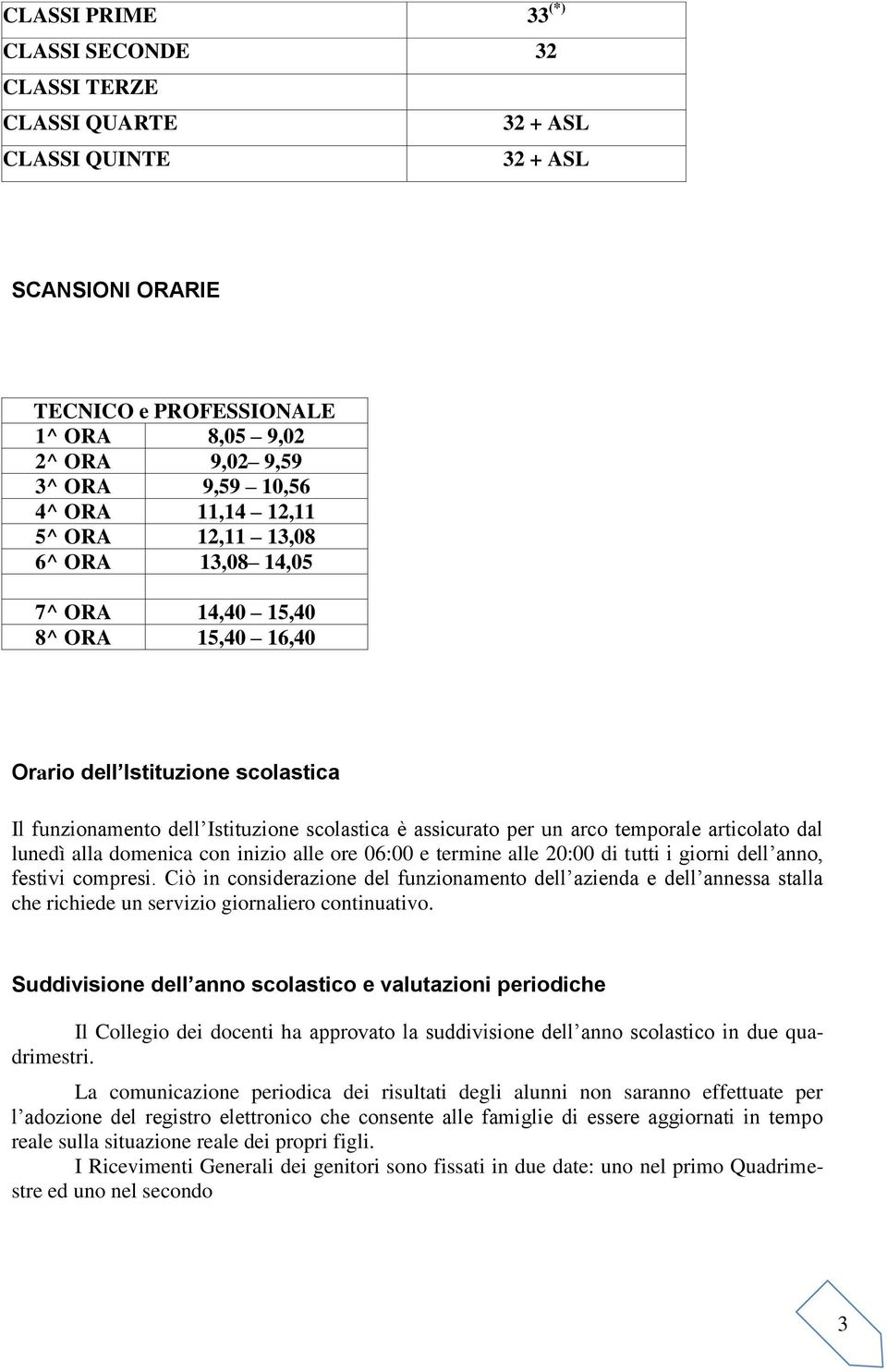 temporale articolato dal lunedì alla domenica con inizio alle ore 06:00 e termine alle 20:00 di tutti i giorni dell anno, festivi compresi.