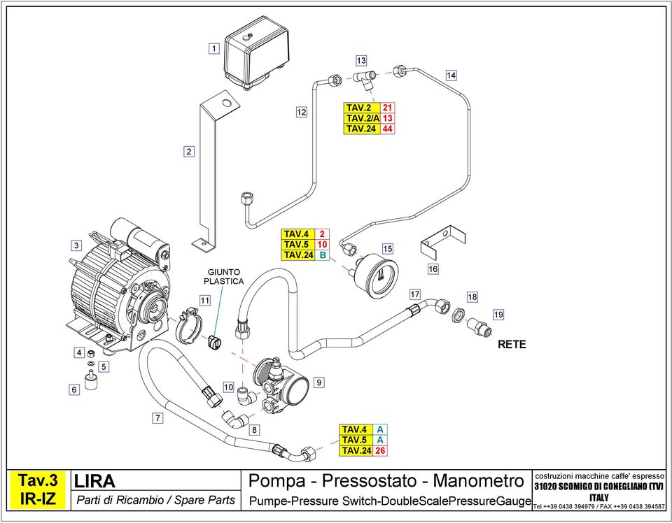 3 IR-IZ Parti di Ricambio / Spare Parts Pompa - Pressostato - Manometro Pumpe-Pressure