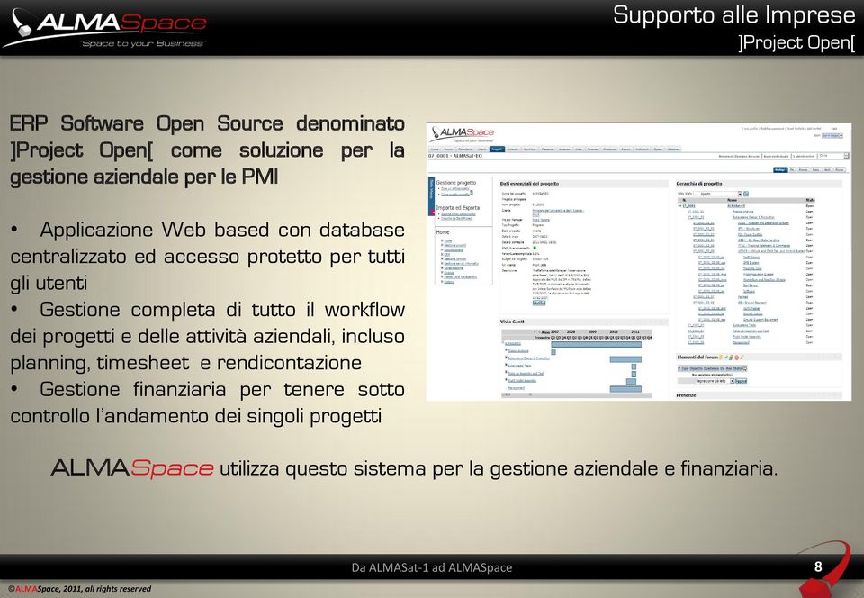 il workflow dei progetti e delle attività aziendali, incluso planning, timesheet e rendicontazione Gestione finanziaria per