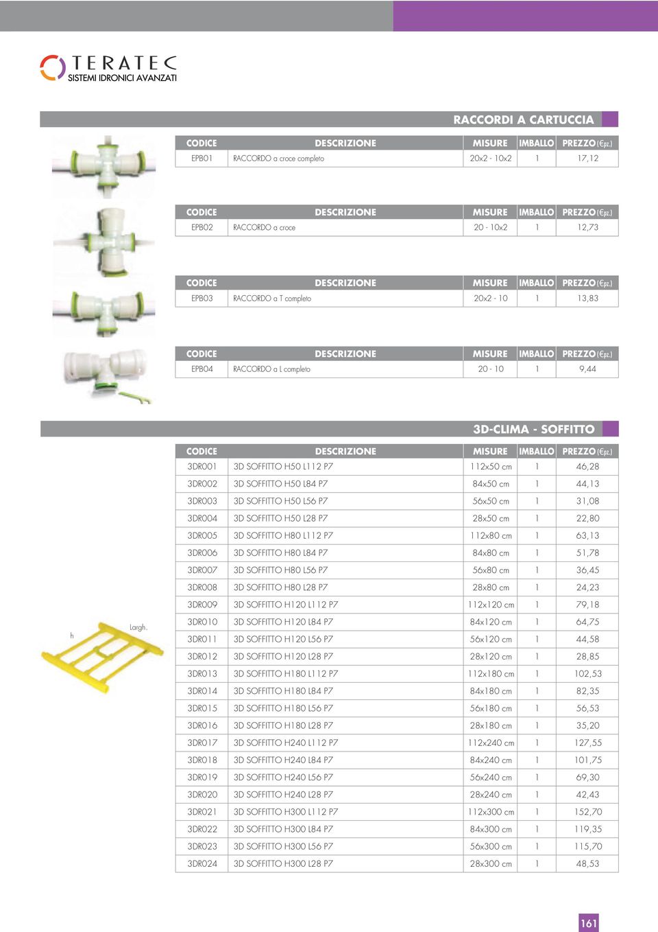 3D-CLIMA - SOFFITTO 3DR001 3D SOFFITTO H50 L112 P7 112x50 cm 1 46,28 3DR002 3D SOFFITTO H50 L84 P7 84x50 cm 1 44,13 3DR003 3D SOFFITTO H50 L56 P7 56x50 cm 1 31,08 3DR004 3D SOFFITTO H50 L28 P7 28x50