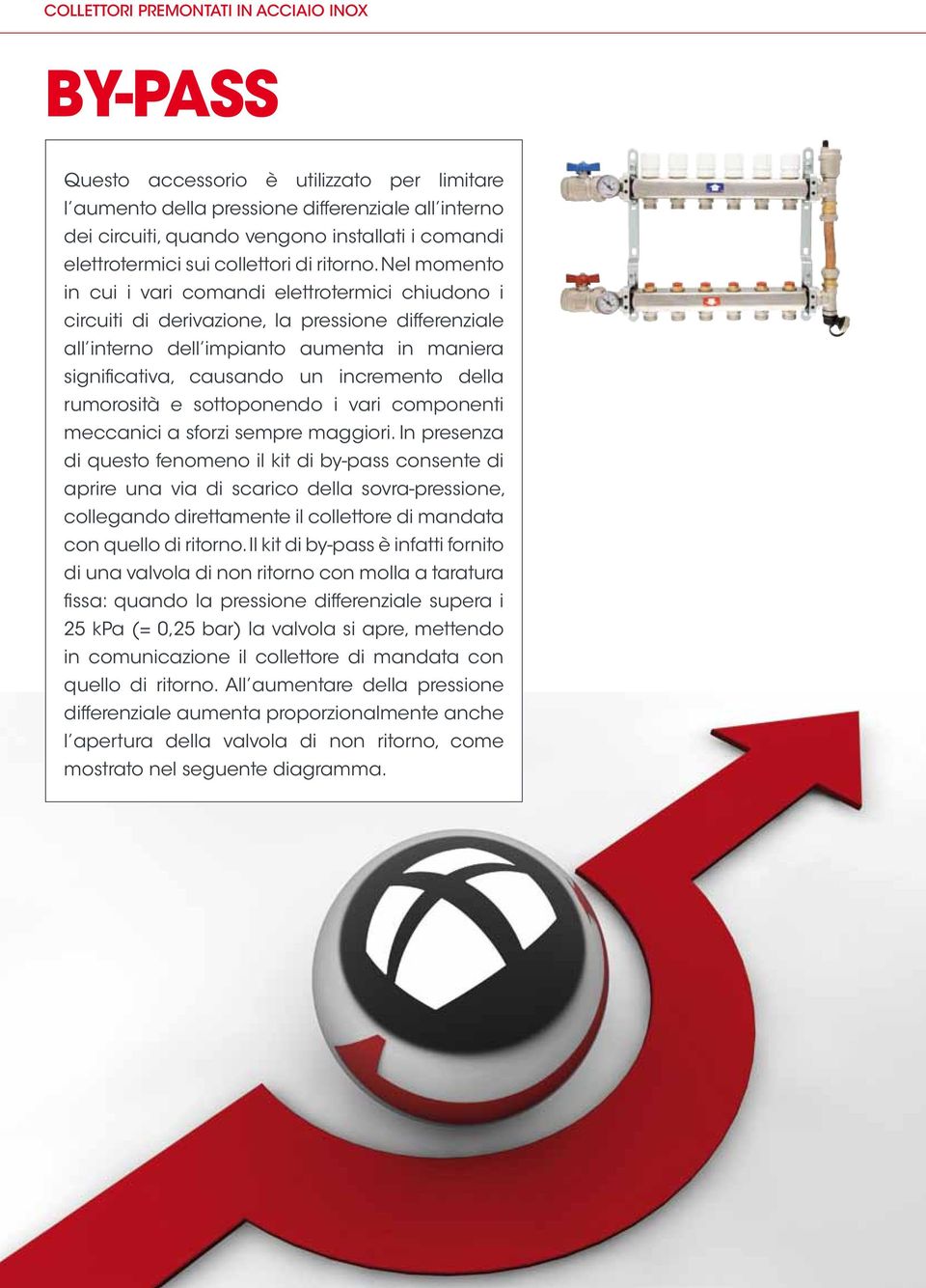 Nel momento in cui i vari comandi elettrotermici chiudono i circuiti di derivazione, la pressione differenziale all interno dell impianto aumenta in maniera significativa, causando un incremento