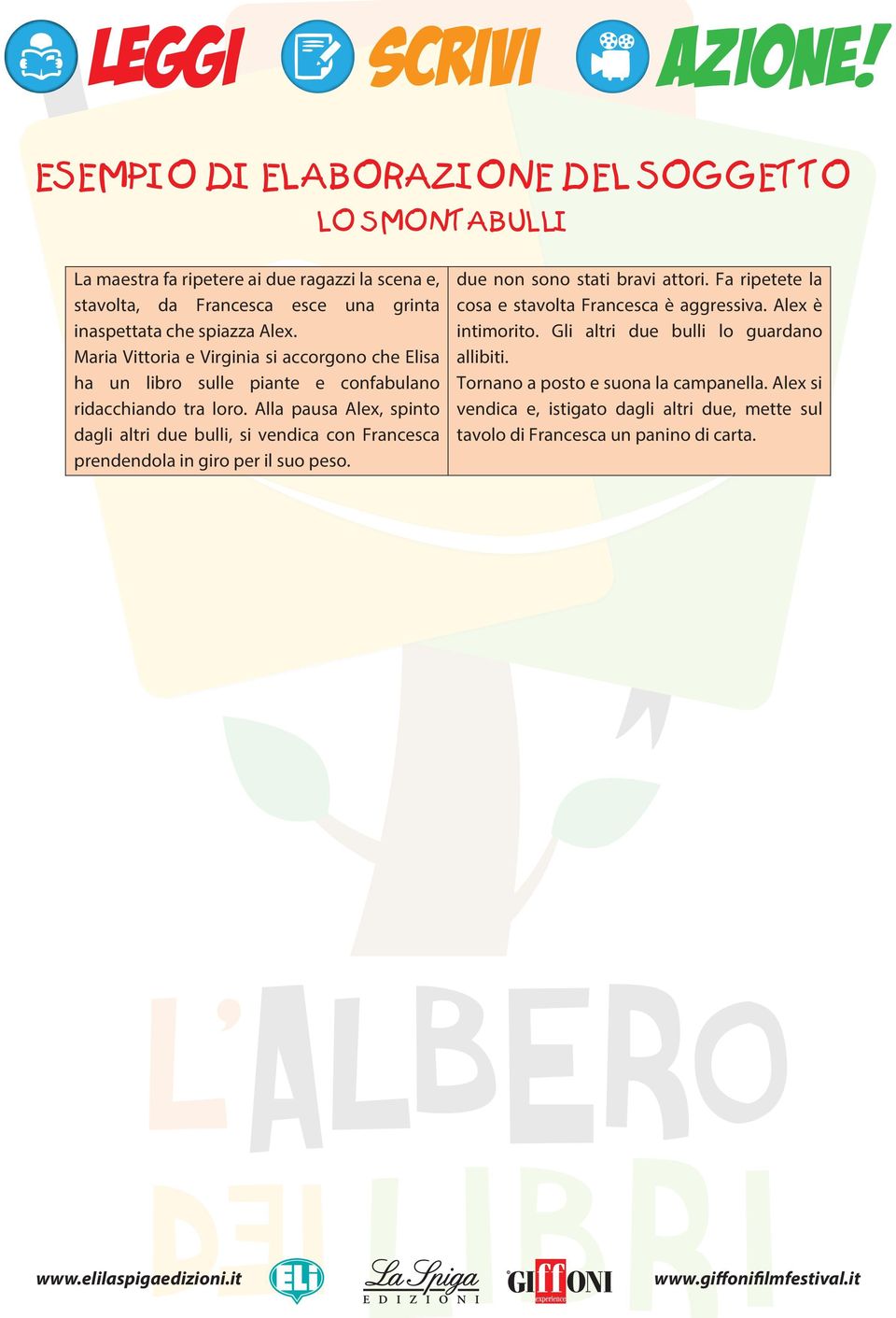 Alla pausa Alex, spinto dagli altri due bulli, si vendica con Francesca prendendola in giro per il suo peso. due non sono stati bravi attori.