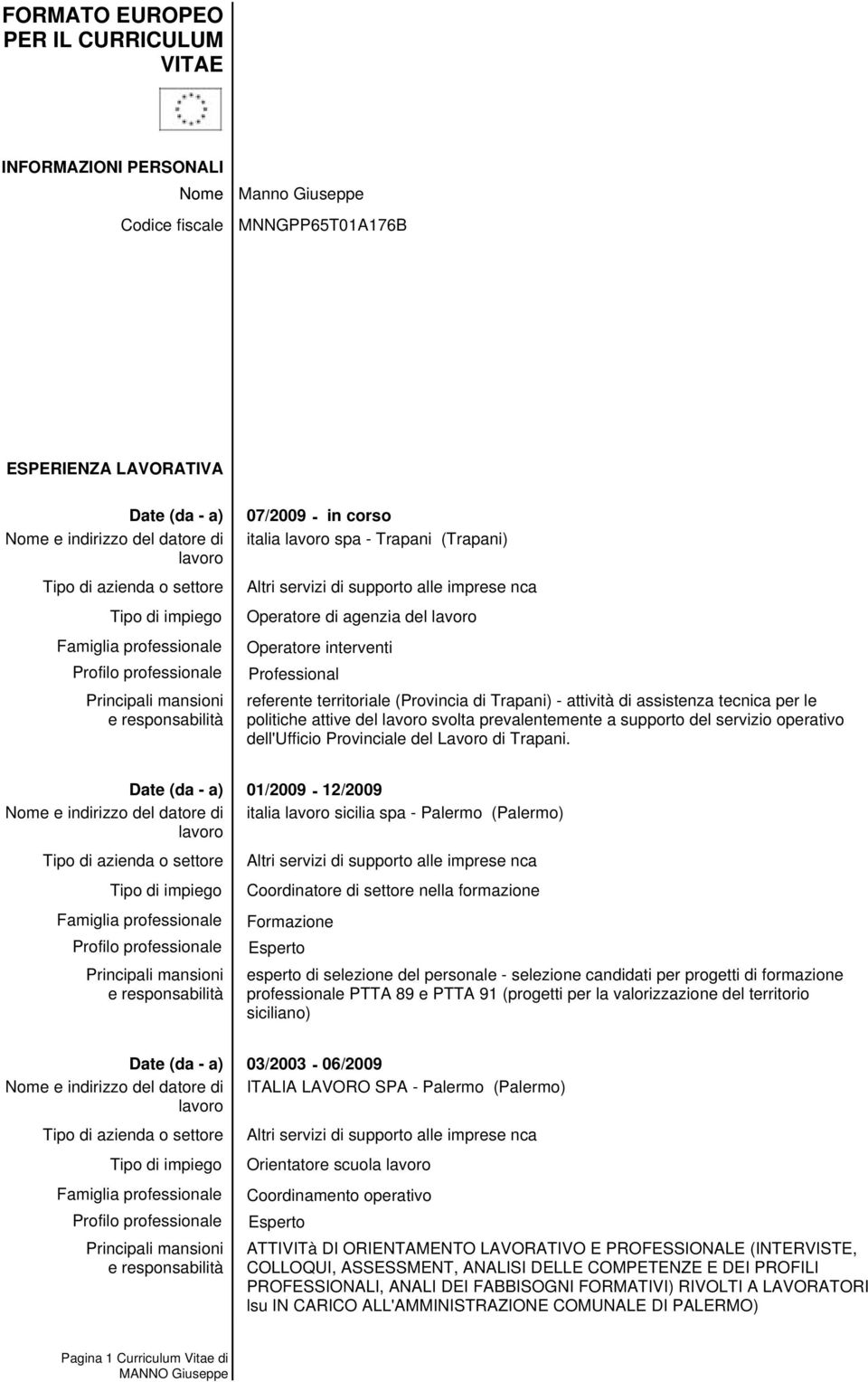 operativo dell'ufficio Provinciale del Lavoro di Trapani.