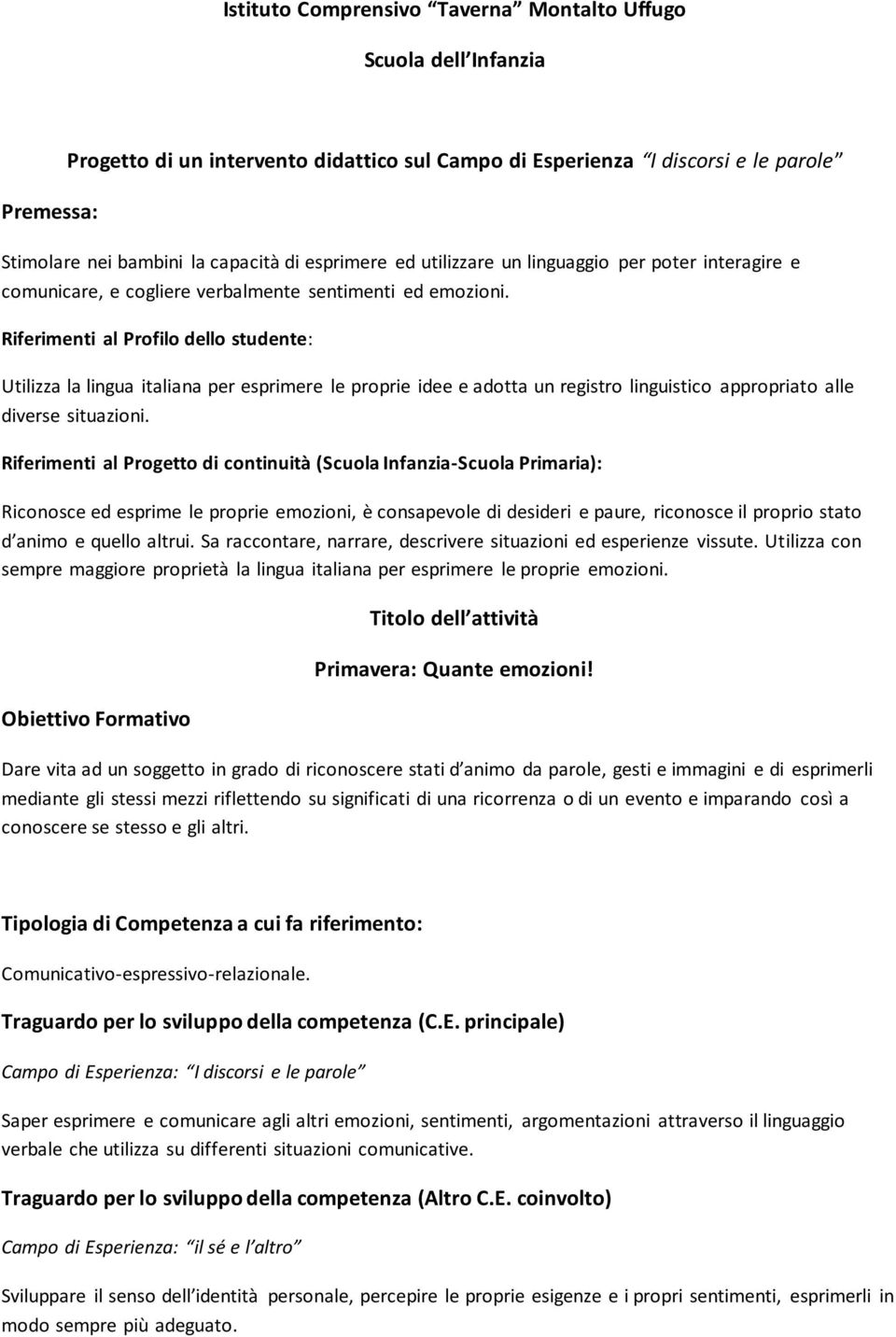 Riferimenti al Profilo dello studente: Utilizza la lingua italiana per esprimere le proprie idee e adotta un registro linguistico appropriato alle diverse situazioni.