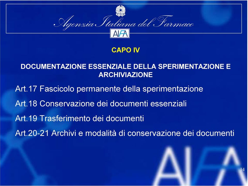 17 Fascicolo permanente della sperimentazione Art.