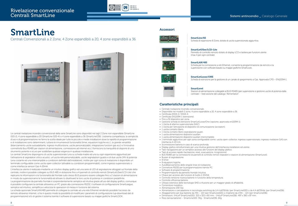 SmartLAN/485 Scheda per la connessione a reti Ethernet, consente la programmazione da remoto e la supervisione con software basato su mappe grafiche SmartLook.