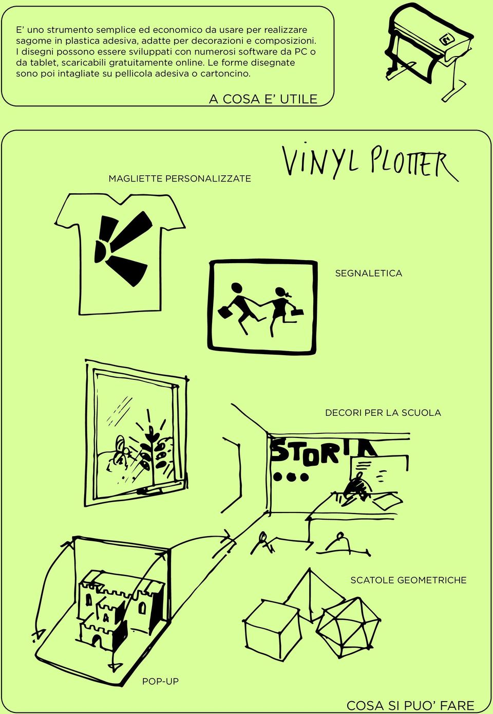 I disegni possono essere sviluppati con numerosi software da PC o da tablet, scaricabili gratuitamente