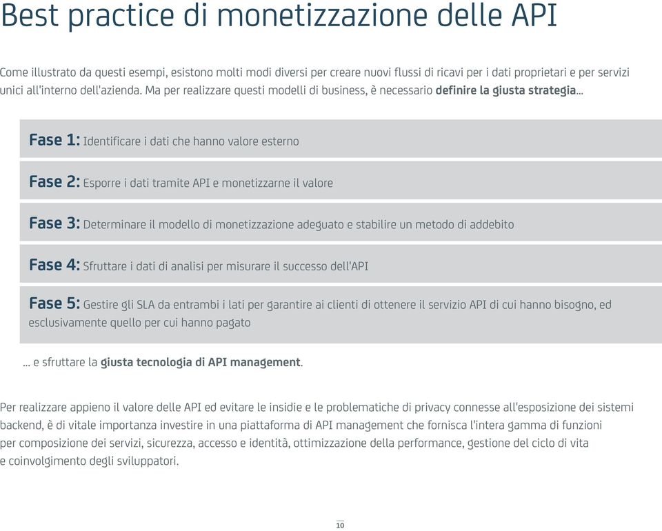 .. Fase 1: Identificare i dati che hanno valore esterno Fase 2: Esporre i dati tramite API e monetizzarne il valore Fase 3: Determinare il modello di monetizzazione adeguato e stabilire un metodo di