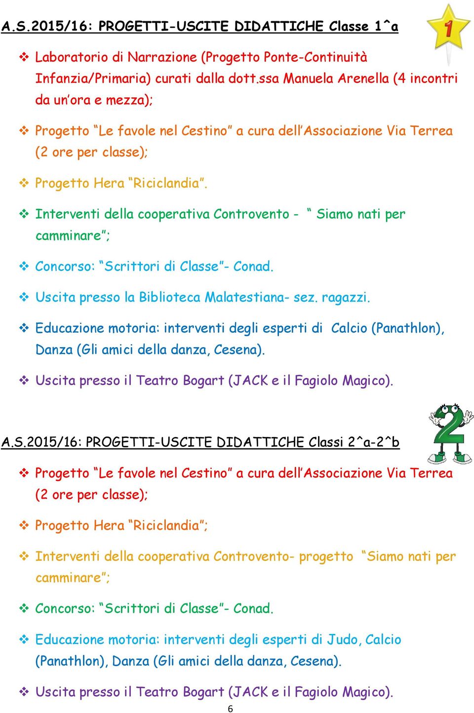 Interventi della cooperativa Controvento - Siamo nati per camminare ; Concorso: Scrittori di Classe - Conad. Uscita presso la Biblioteca Malatestiana- sez. ragazzi.