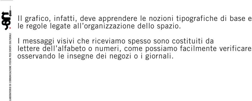 I messaggi visivi che riceviamo spesso sono costituiti da lettere dell