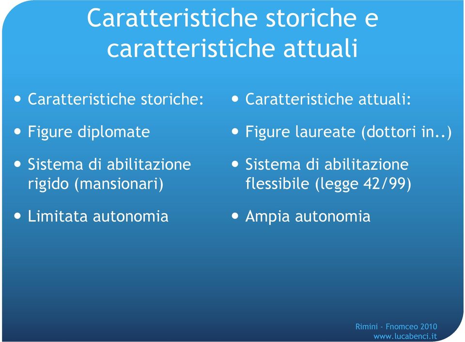 (mansionari) Limitata autonomia Caratteristiche attuali: Figure