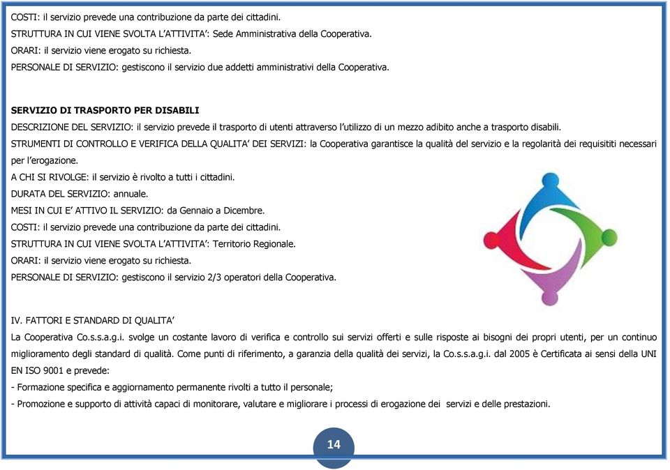 SERVIZIO DI TRASPORTO PER DISABILI DESCRIZIONE DEL SERVIZIO: il servizio prevede il trasporto di utenti attraverso l utilizzo di un mezzo adibito anche a trasporto disabili.