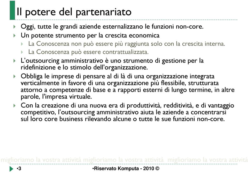 L outsourcing amministrativo è uno strumento di gestione per la ridefinizione e lo stimolo dell'organizzazione.