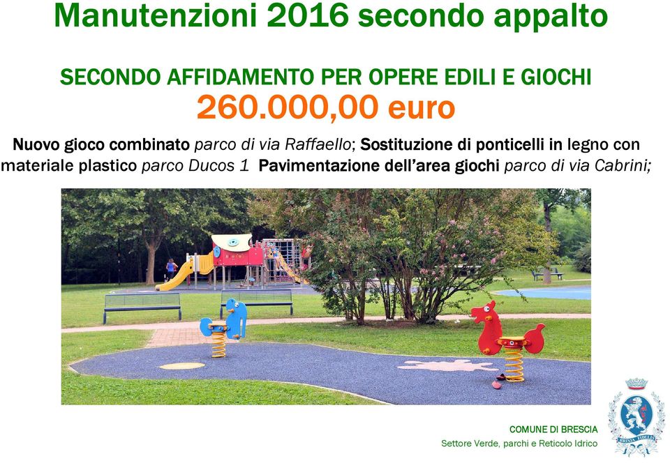 000,00 euro Nuovo gioco combinatoparco di via Raffaello;