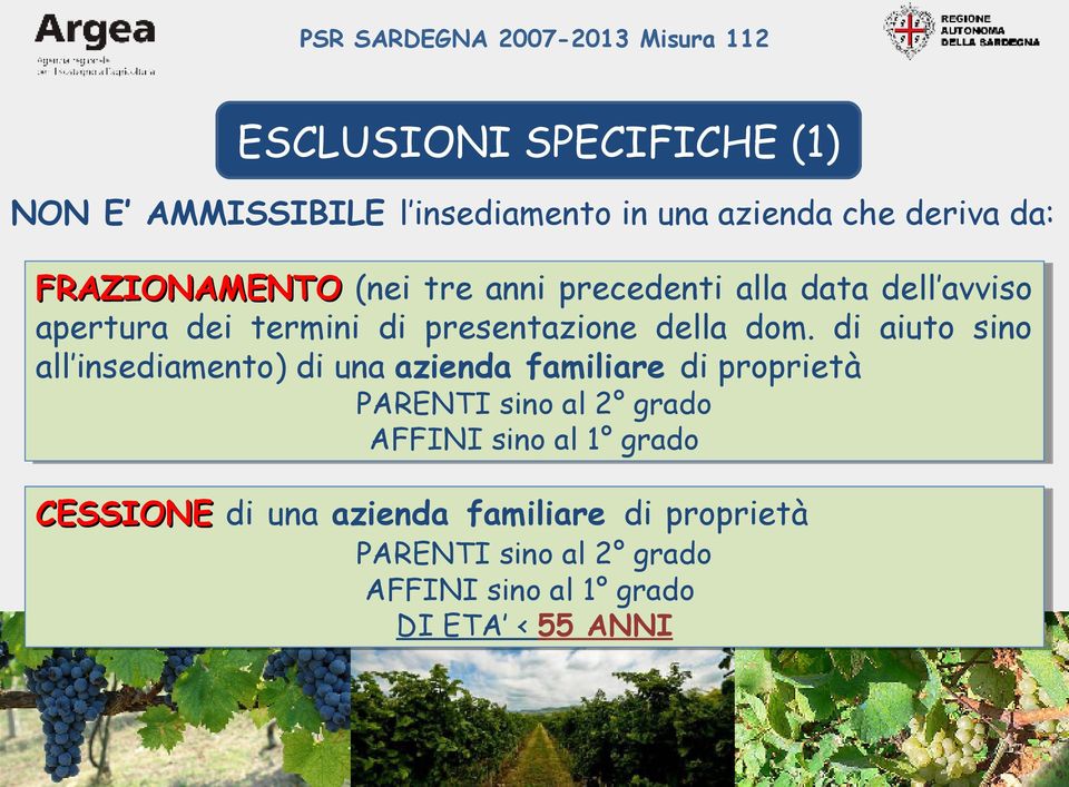 dom. di di aiuto aiuto sino sino all insediamento) all insediamento) di di una una azienda azienda familiare familiare di di proprietà proprietà PARENTI PARENTIsino sinoalal2 2 grado