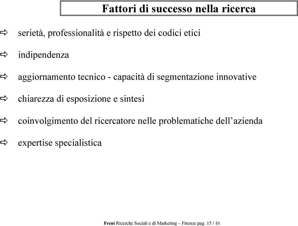 chiarezza di esposizione e sintesi coinvolgimento del ricercatore nelle problematiche