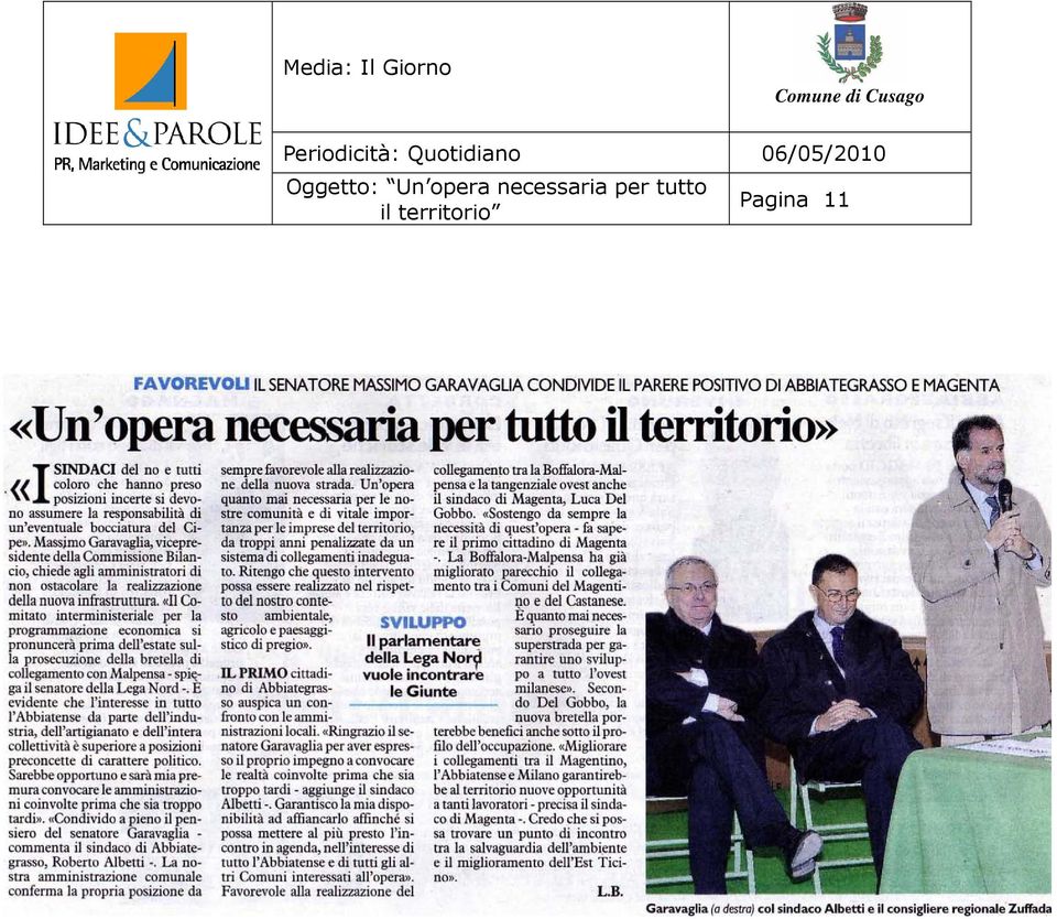 06/05/2010 Oggetto: Un opera