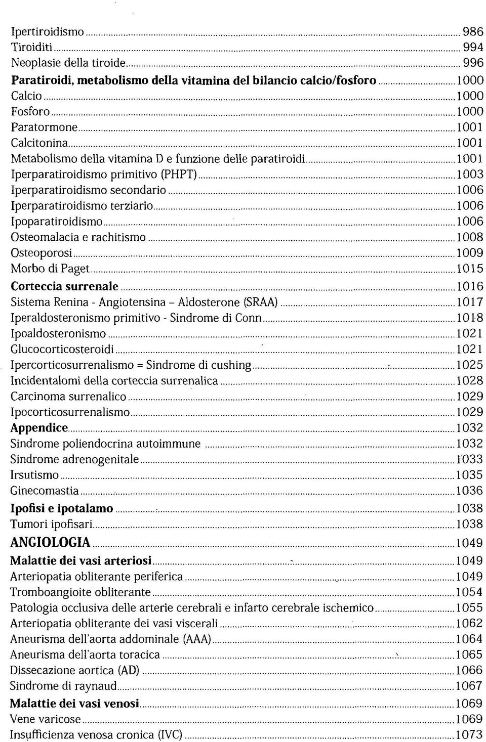 Osteomalacia e rachitismo 1008 Osteoporosi 1009 Morbo di Paget 1015 Corteccia surrenale 1016 Sistema Renina - Angiotensina - Aldosterone (SRAA) 1017 Iperaldosteronismo primitivo - Sindrome di Conn.