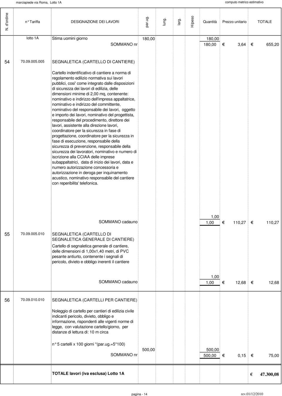 lavori di edilizia, delle dimensioni minime di 2,00 mq, contenente: nominativo e indirizzo dell'impresa appaltatrice, nominativo e indirizzo del committente, nominativo del responsabile dei lavori,