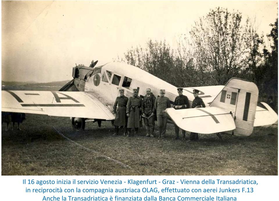 compagnia austriaca OLAG, effettuato con aerei Junkers F.