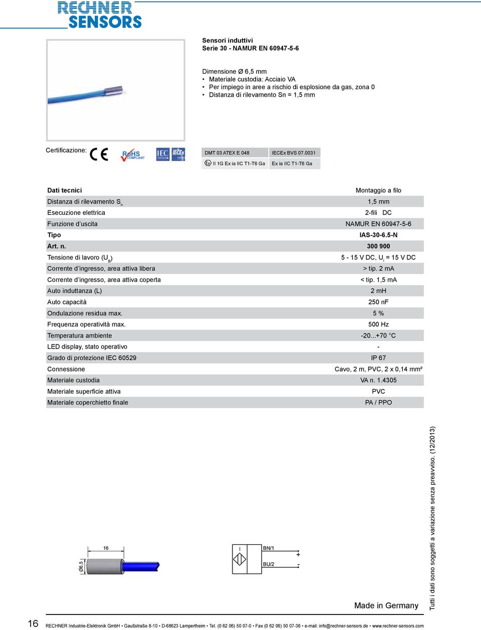 300 900 5-15 V DC, U i = 15 V DC Corrente d ingresso, area attiva libera > tip. 2 ma Corrente d ingresso, area attiva coperta < tip.