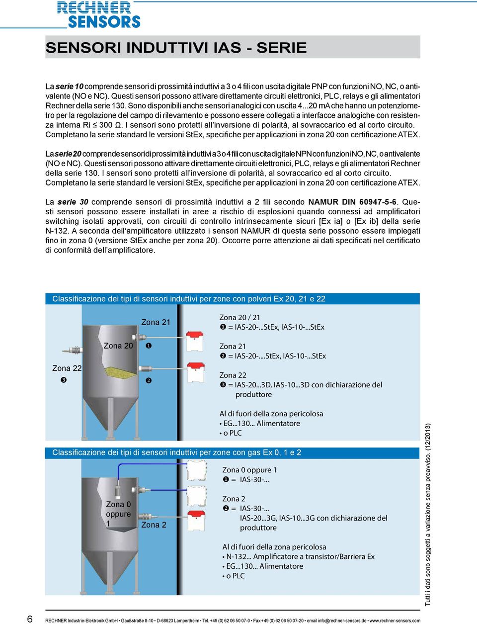 ..20 ma che hanno un potenziometro per la regolazione del campo di rilevamento e possono essere collegati a interfacce analogiche con resistenza interna Ri 300 Ω.