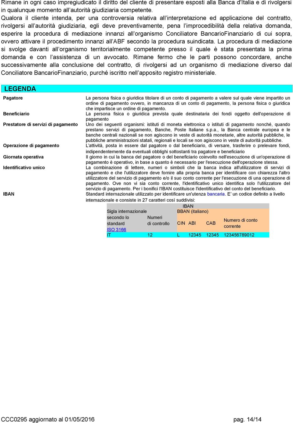 della relativa domanda, esperire la procedura di mediazione innanzi all organismo Conciliatore BancarioFinanziario di cui sopra, ovvero attivare il procedimento innanzi all ABF secondo la procedura