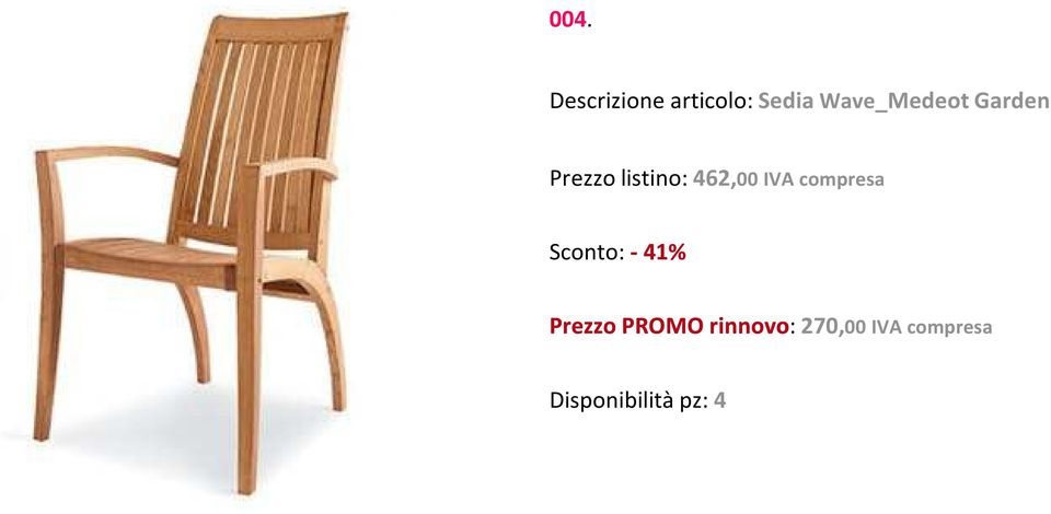 462,00 IVA compresa Sconto:-41 41%