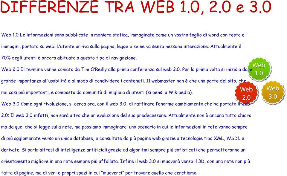 0 Il termine venne coniato da Tim O Reilly alla prima conferenza sul web 2.0. Per la prima volta si iniziò a dare grande importanza all usabilità e al modo di condividere i contenuti.