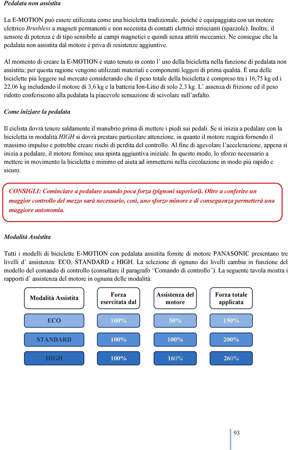 Ne consegue che la pedalata non assistita dal motore è priva di resistenze aggiuntive.