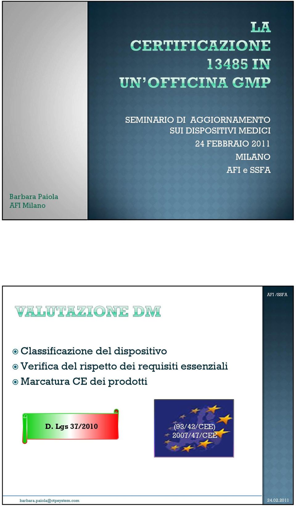 Classificazione del dispositivo Verifica del rispetto dei