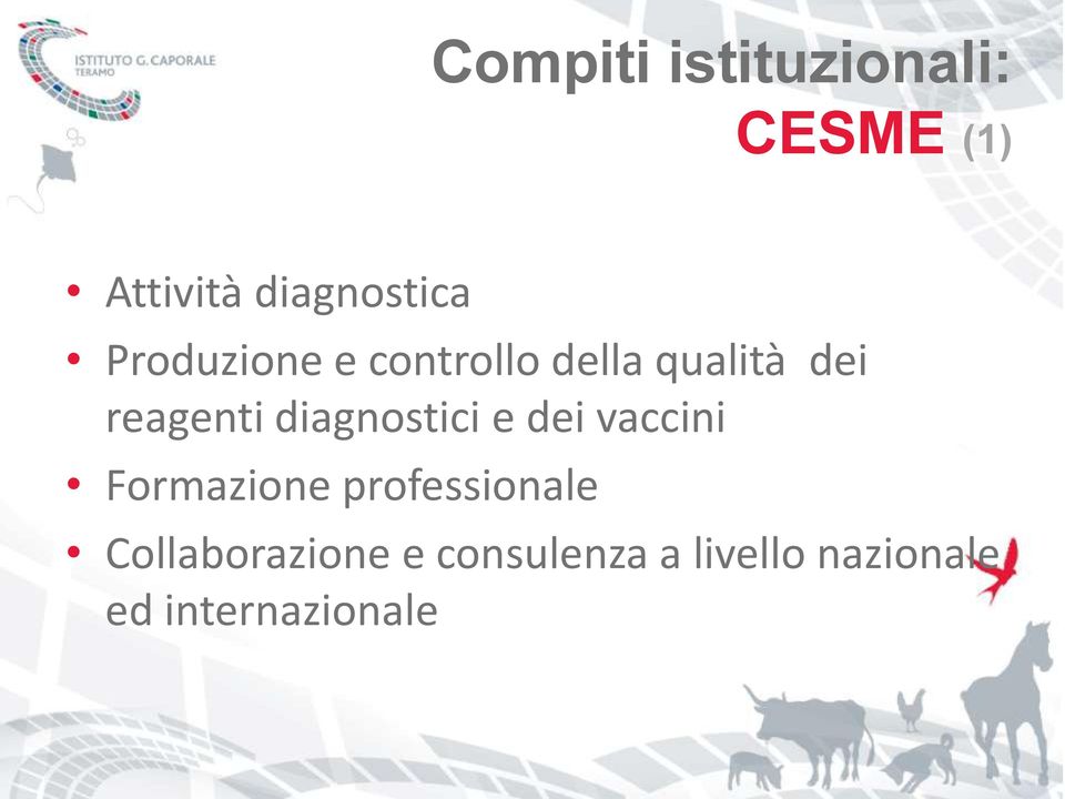 diagnostici e dei vaccini Formazione professionale