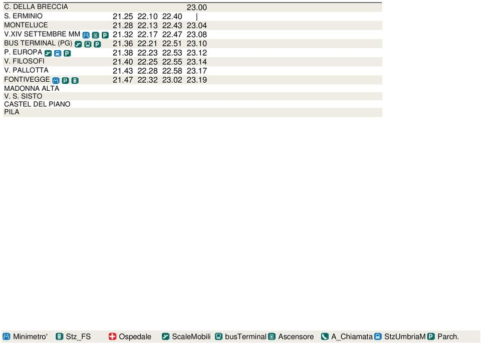 EUROPA 21.38 22.23 22.53 23.12 V. FILOSOFI 21.40 22.25 22.55 23.14 V. PALLOTTA 21.43 22.