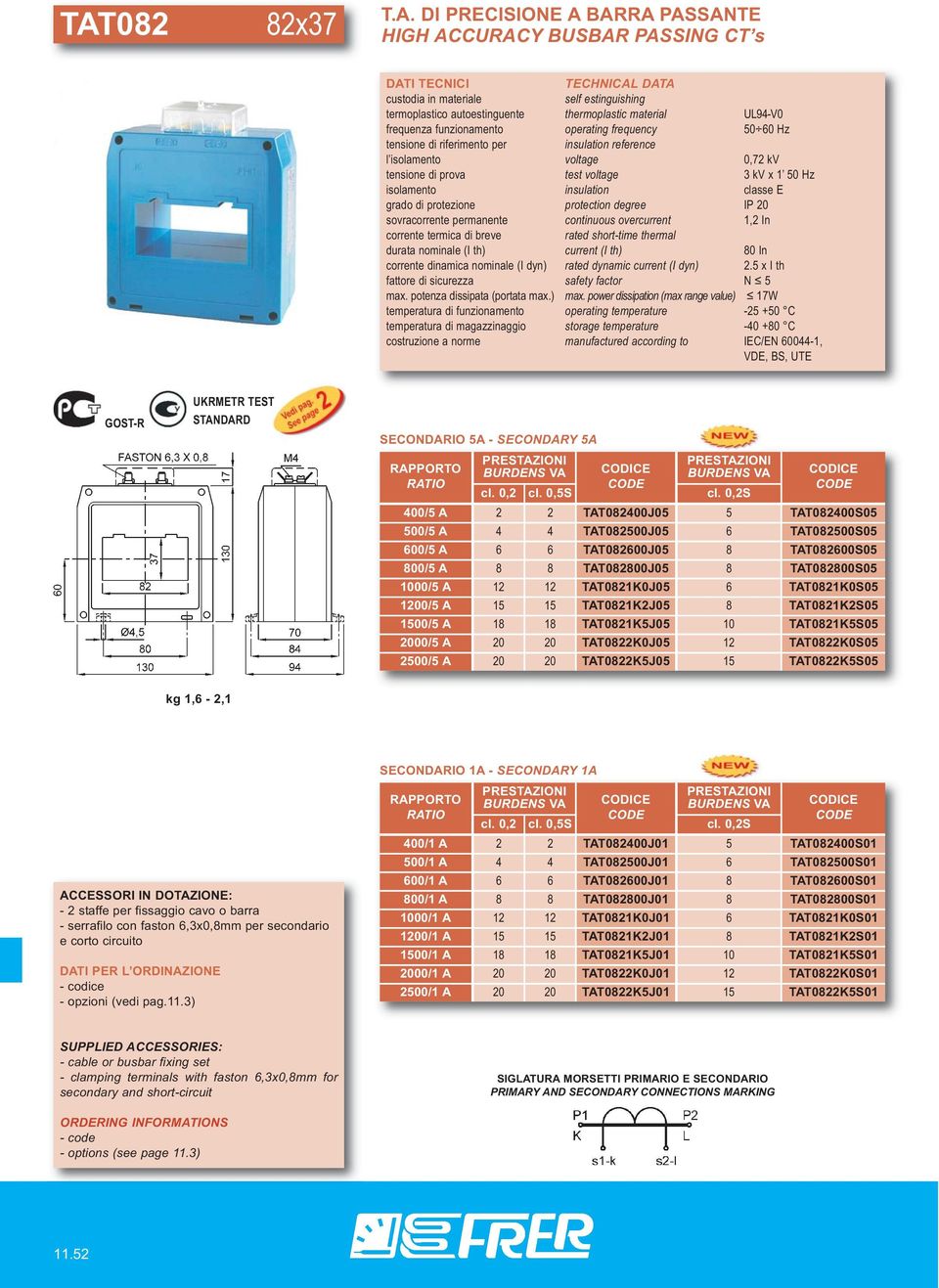 1000/5 A 12 12 TAT0821K0J05 6 TAT0821K0S05 1200/5 A 15 15 TAT0821K2J05 8 TAT0821K2S05 1500/5 A 18 18 TAT0821K5J05 10 TAT0821K5S05 2000/5 A 20 20 TAT0822K0J05 12 TAT0822K0S05 2500/5 A 20 20