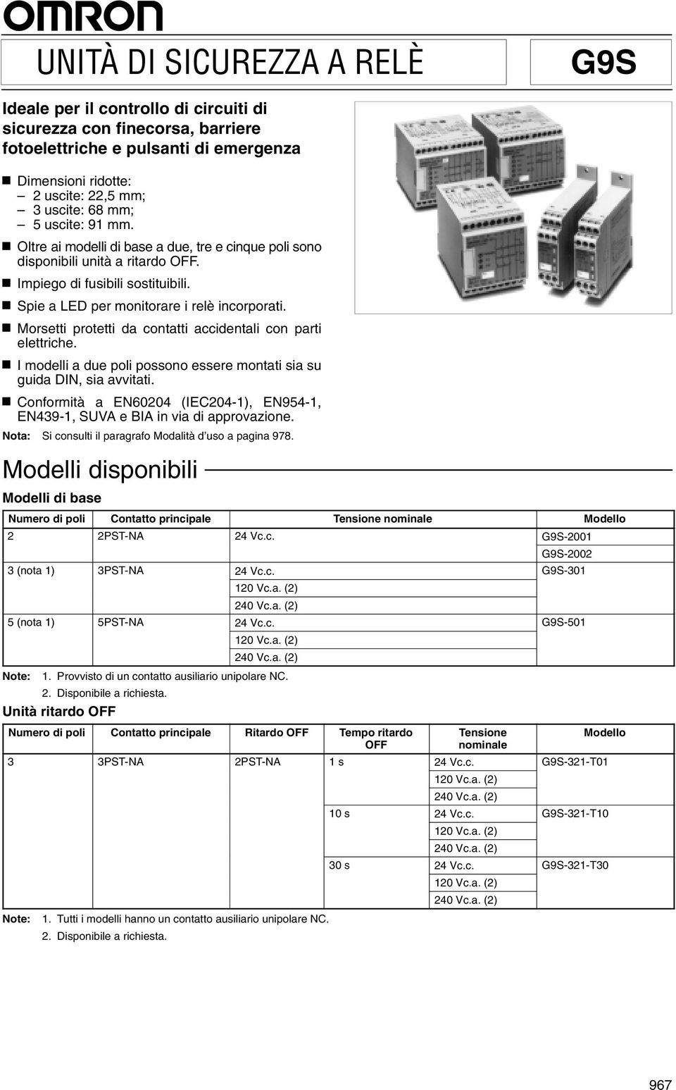 Morsetti protetti da contatti accidentali con parti elettriche. I modelli a due poli possono essere montati sia su guida DIN, sia avvitati.