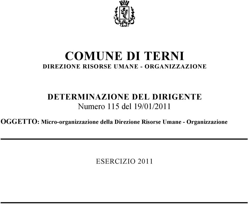 115 del 19/01/2011 OGGETTO: Micro-organizzazione