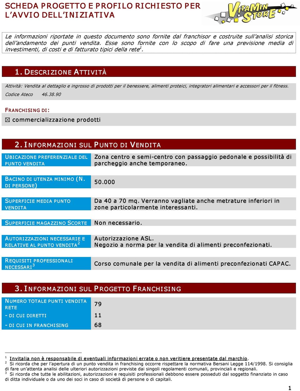 1. DESCRIZIONE ATTIVITÀ Attività: Vendita al dettaglio e ingrosso di prodotti per il benessere, alimenti proteici, integratori alimentari e accessori per il fitness. Codice Ateco 46.38.