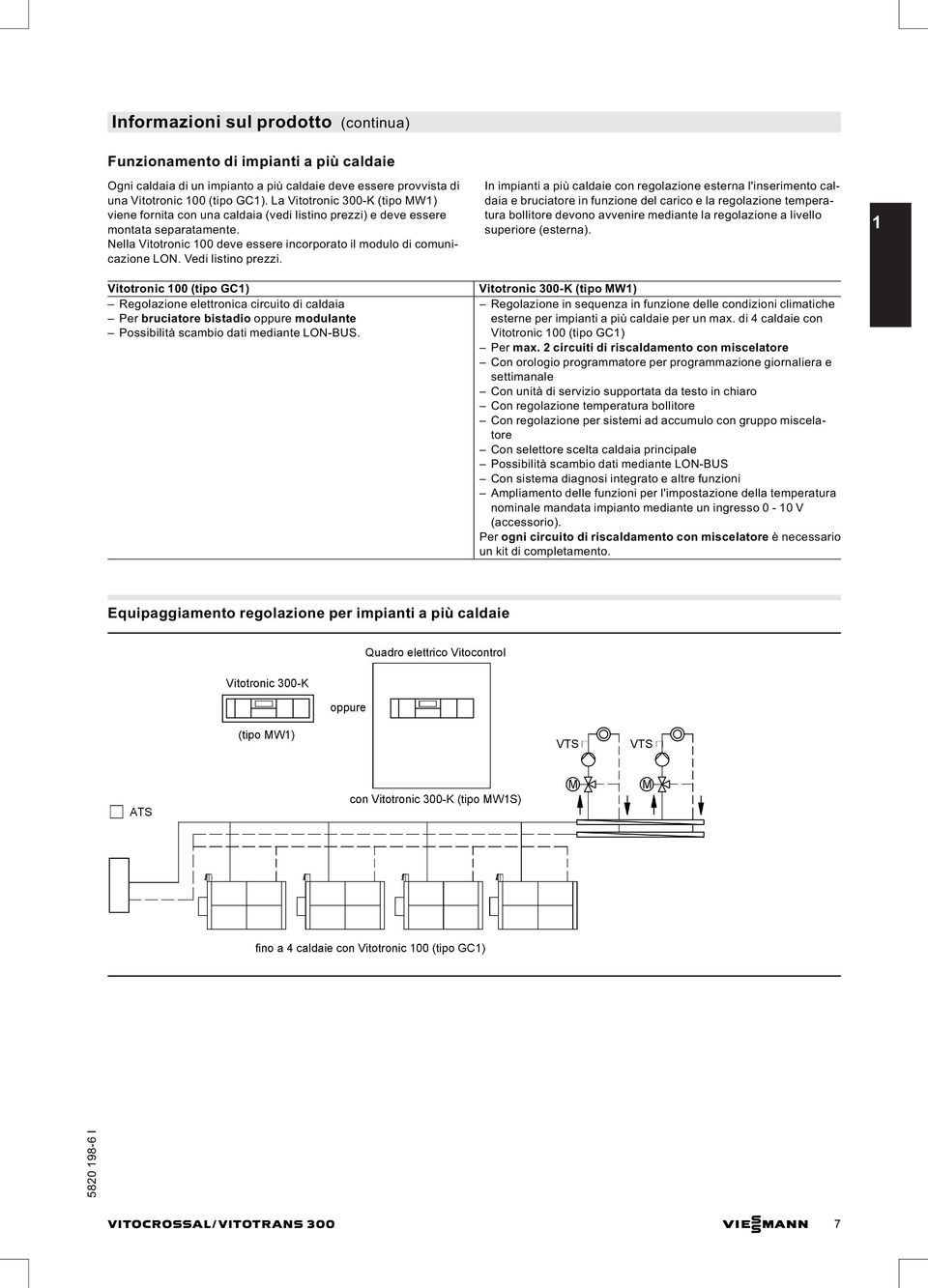 Vedi listino prezzi. Vitotronic 100 (tipo GC1) Regolazione elettronica circuito di caldaia Per bruciatore bistadio oppure modulante Possibilità scambio dati mediante LON-BUS.