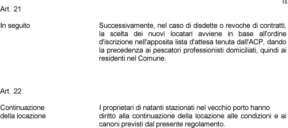 domiciliati, quindi ai residenti nel Comune. 10 Art.