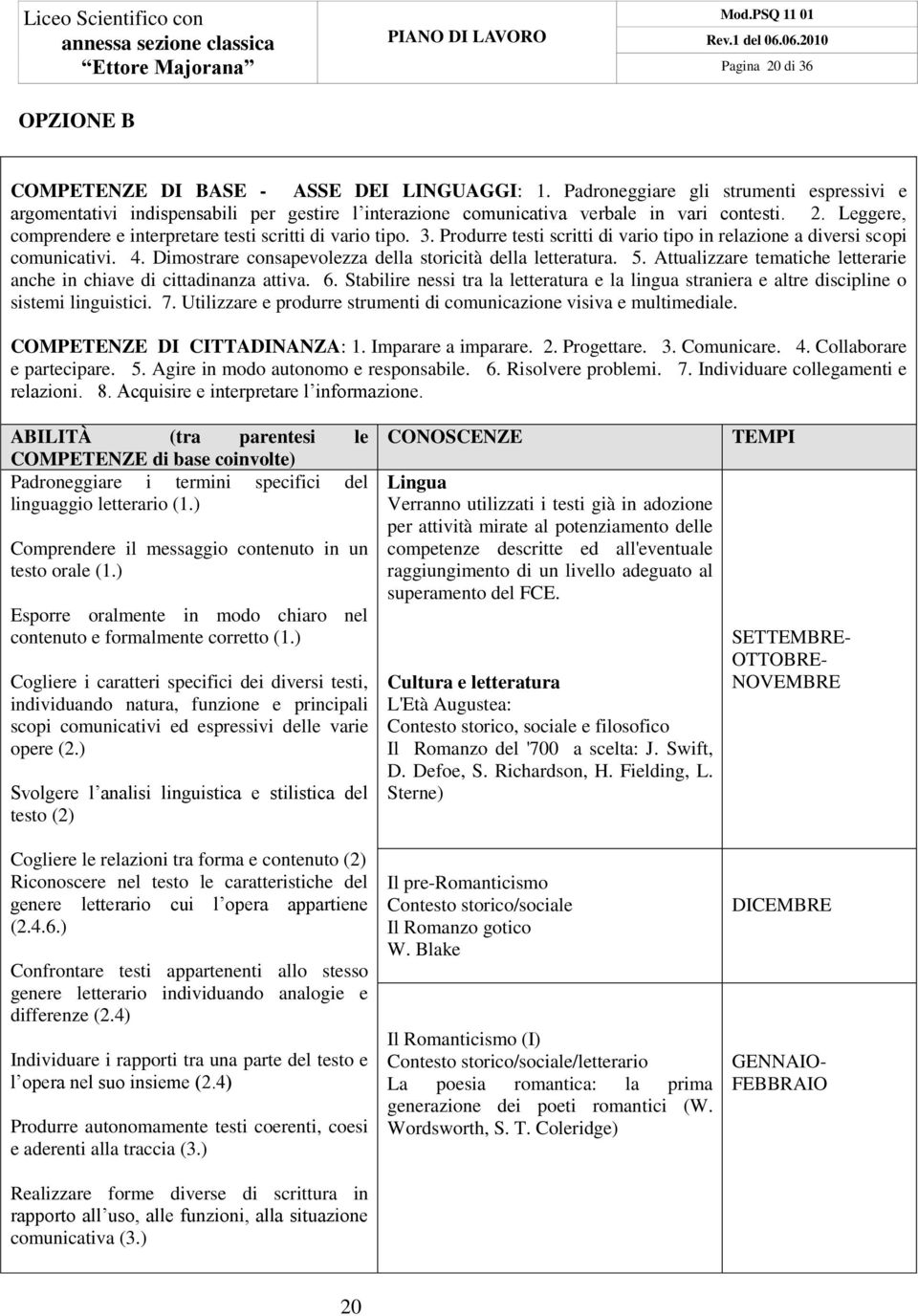 Leggere, comprendere e interpretare testi scritti di vario tipo. 3. Produrre testi scritti di vario tipo in relazione a diversi scopi comunicativi. 4.