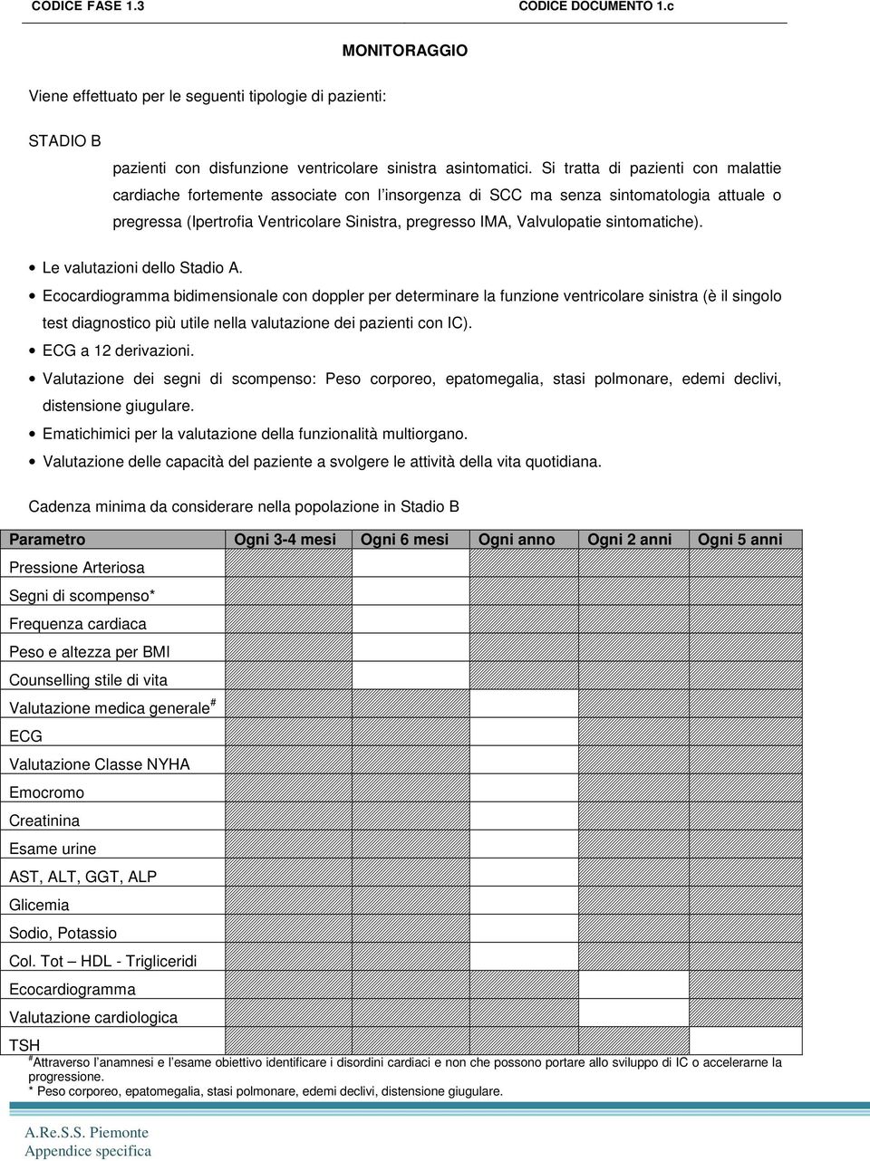 sintomatiche). Le valutazioni dello Stadio A.