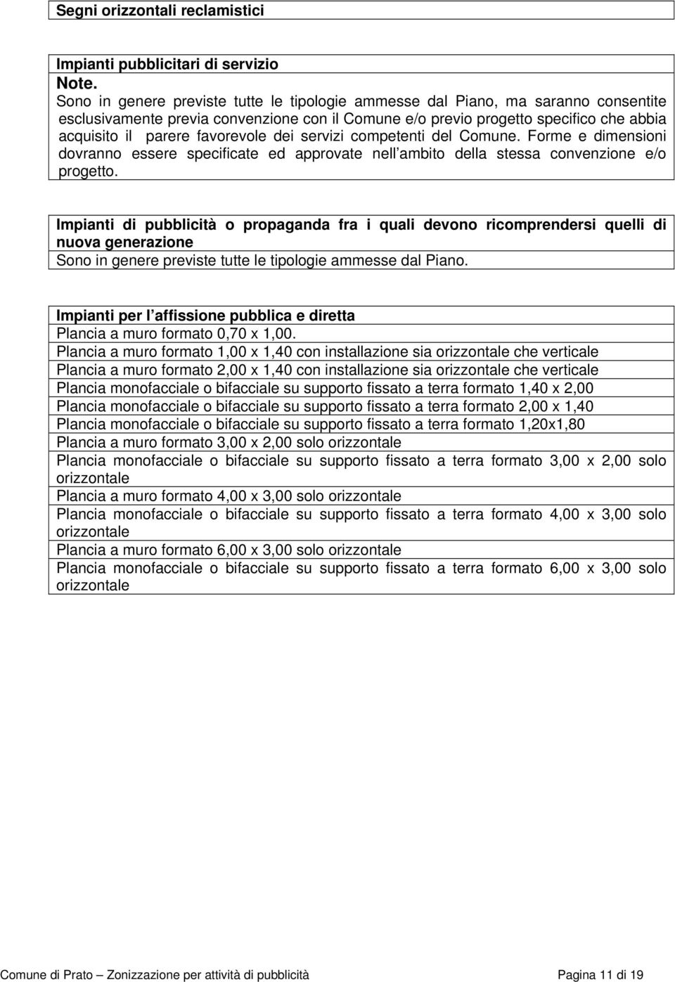 Forme e dimensioni dovranno essere specificate ed approvate nell ambito della stessa convenzione e/o progetto.