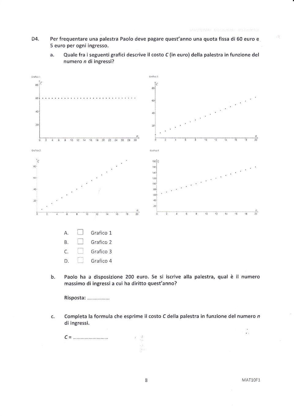 Paolo ha a disposizione 200 euro. Se si iscrive alla palestra, qual è il numero massimo di ingressi a cui ha diritto quest'anno?