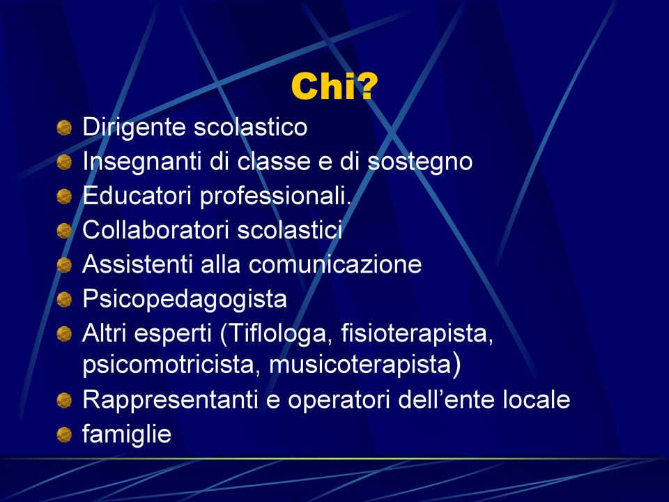 Collaboratori scolastici Assistenti alla comunicazione Psicopedagogista