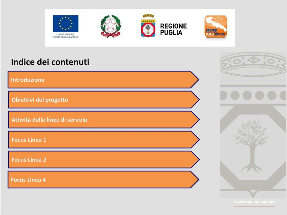 progetto Attività delle linee di