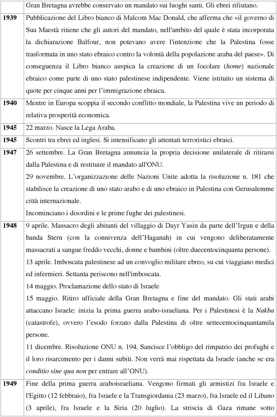 Balfour, non potevano avere l'intenzione che la Palestina fosse trasformata in uno stato ebraico contro la volontà della popolazione araba del paese».