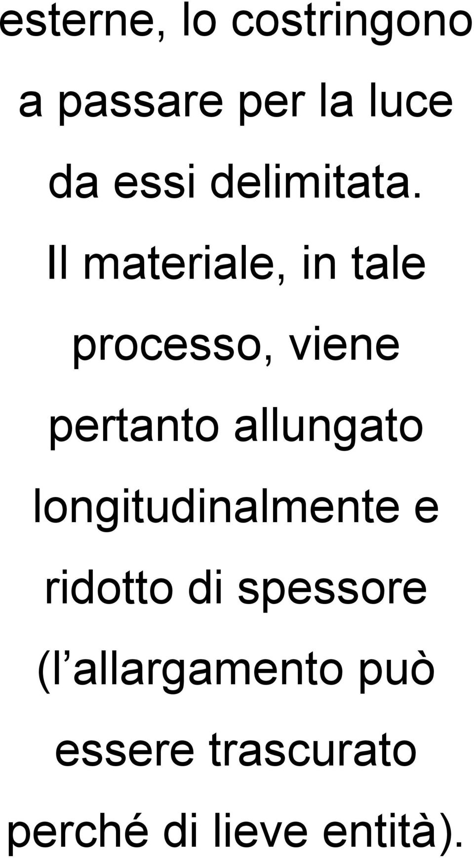 Il materiale, in tale processo, viene pertanto allungato