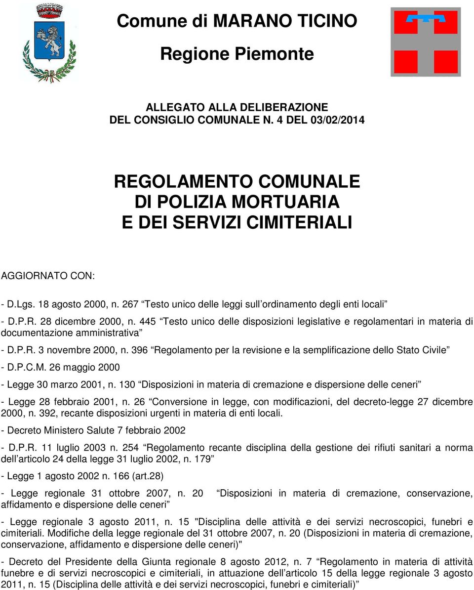 445 Testo unico delle disposizioni legislative e regolamentari in materia di documentazione amministrativa - D.P.R. 3 novembre 2000, n.